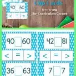 Comparing 2 digit numbers clip cards