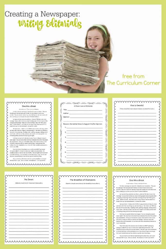 FREE Writing Editorials from The Curriculum Corner