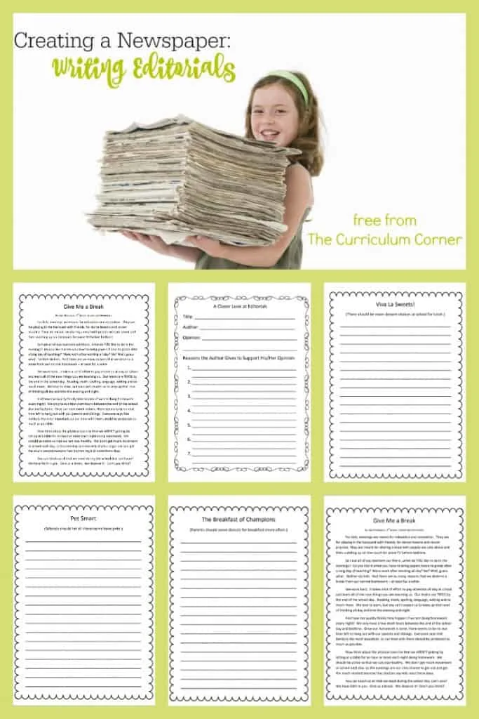 FREE Writing Editorials from The Curriculum Corner