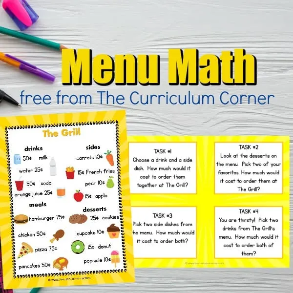 These free menu math activities are designed to give your students real world math problem solving practice.
