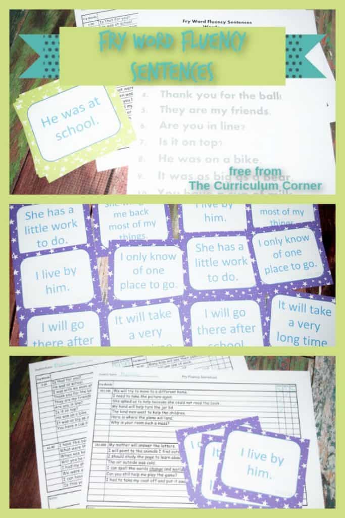 fry fluency sentences The Curriculum Corner 123