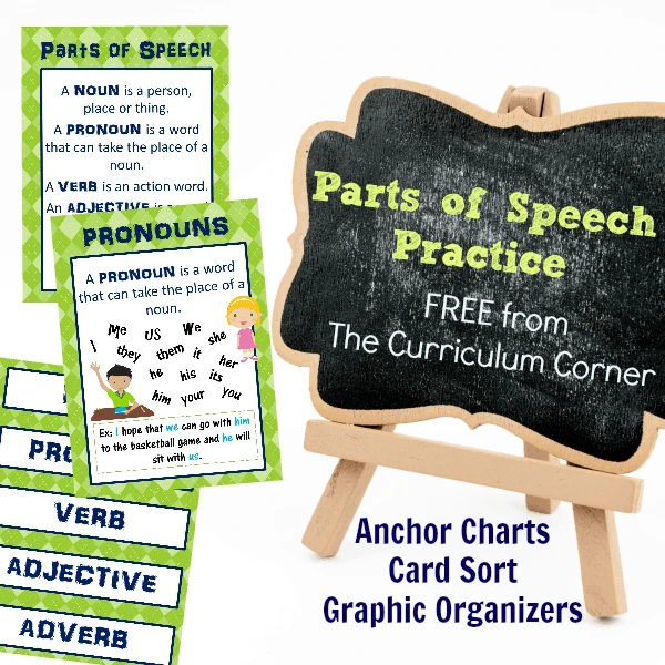 These parts of speech resources include anchor charts and activities to help your students learn to identify nouns, verbs, adjectives, pronouns and adverbs.