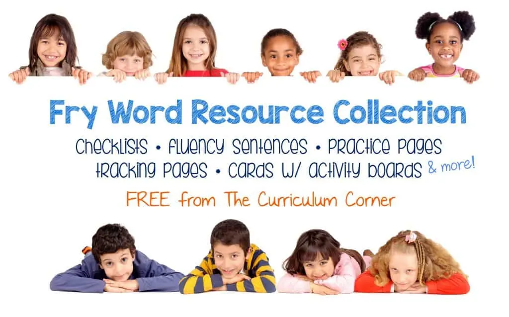 Free HUGE Fry Sight Words Resource Collection from The Curriculum Corner 