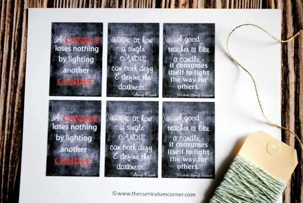 Cute printable tags for a candle gift for teachers - FREE from The Curriculum Corner