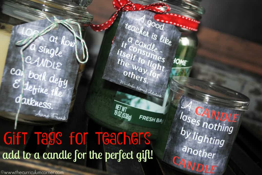 Cute printable tags for a candle gift for teachers - FREE from The Curriculum Corner