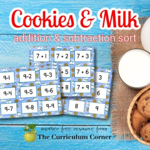 cookies milk math feature - The Curriculum Corner 123
