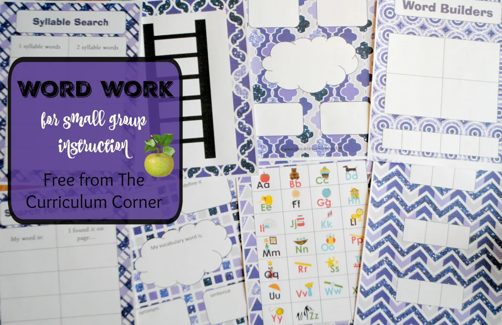 Word Work for Small Group Instruction - 13 printable activities to be used with any book FREE from The Curriculum Corner
