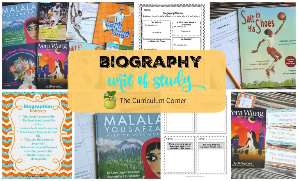 Biography Reading Unit of Study FREE from The Curriculum Corner