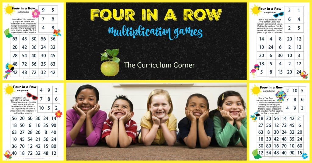 Four in a Row Multiplication Games FREE from The Curriculum Corner | Tropical Birds | Summer |Beach