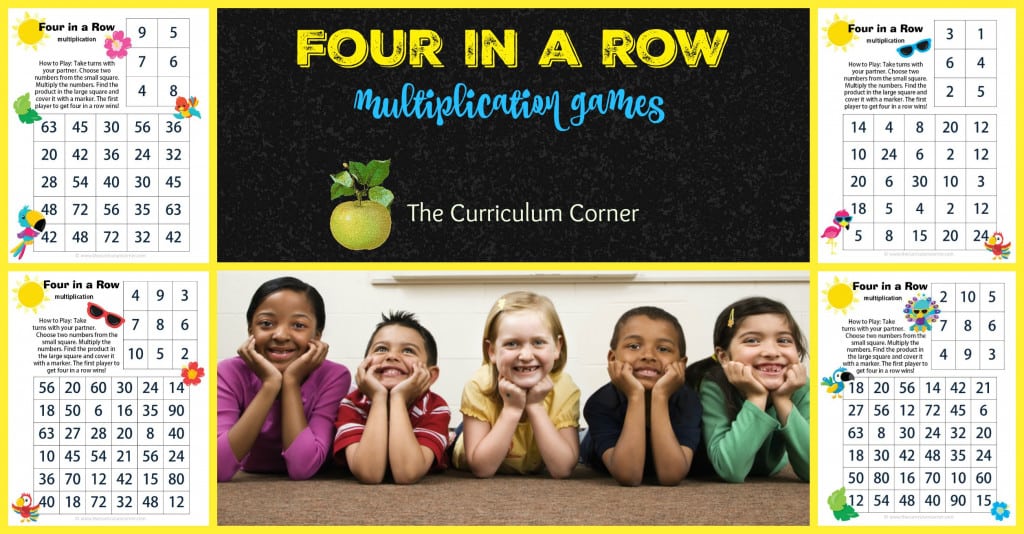 Four in a Row Multiplication Games FREE from The Curriculum Corner | Tropical Birds | Summer |Beach