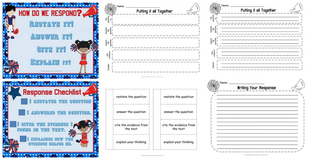 Responding to Reading: Helping students construct short answer responses FREE from The Curriculum Corner | Constructed Response | Test Prep