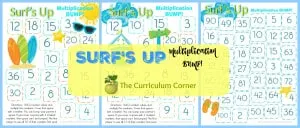 Surf's Up! Multiplication BUMP! FREE from The Curriculum Corner