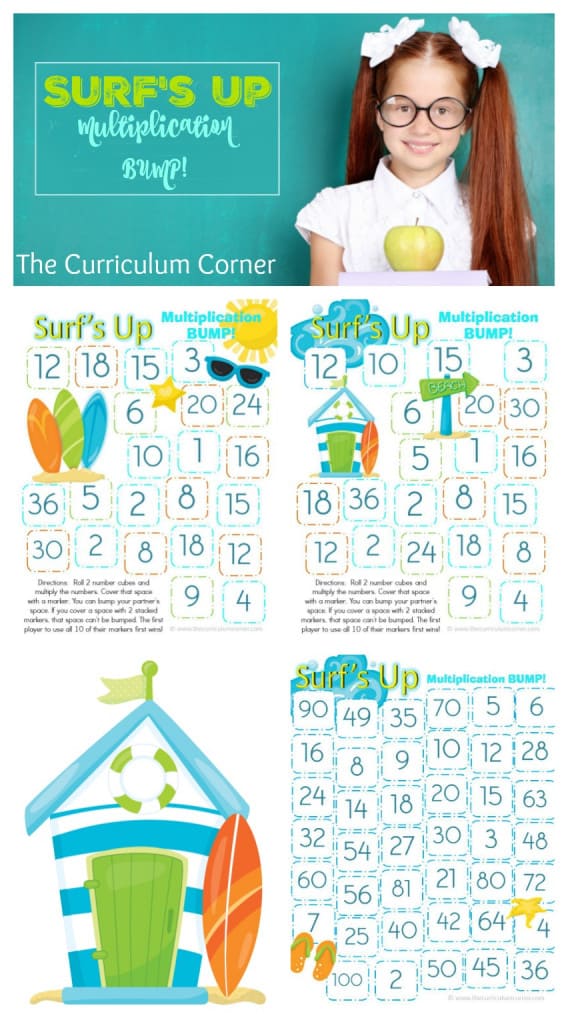 Surf's Up! Multiplication BUMP! FREE from The Curriculum Corner
