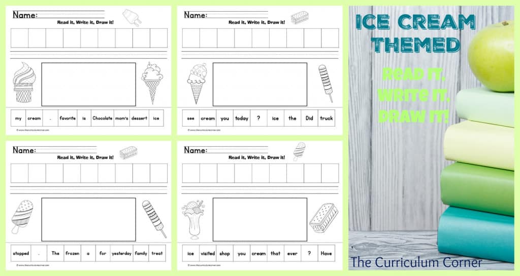 Ice cream themed read it, write it, draw it literacy center FREE from The Curriculum Corner