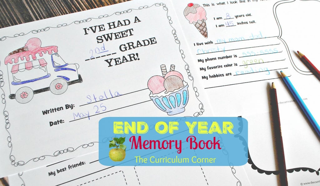 End of the Year Memory Book FREE from The Curriculum Corner | ice cream themed