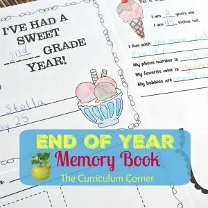 End of the Year Memory Book FREE from The Curriculum Corner | ice cream themed