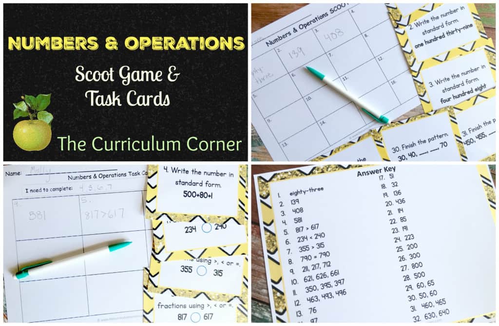 FREE Numbers & Operations Scoot Game & Task Cards from The Curriculum Corner | Number Sense Activities
