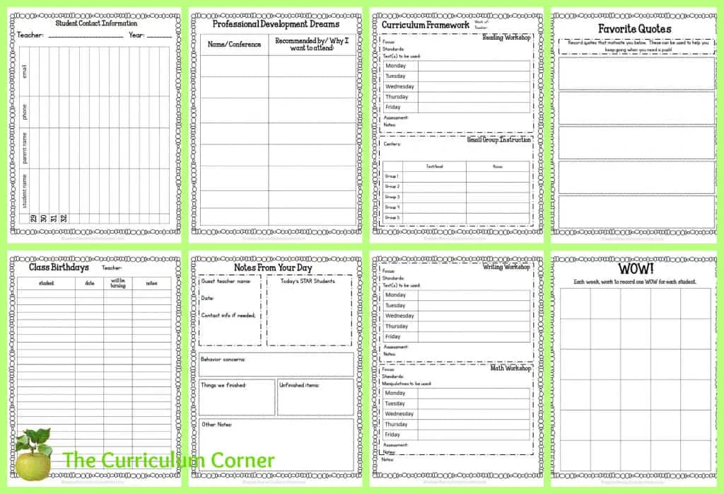 FREE Teacher Planning Binder from The Curriculum Corner - editable!