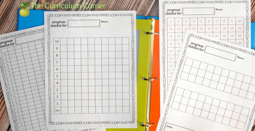 FREE Editable Student Data Binder from The Curriculum Corner with an Assortment of Data Tracking Printables