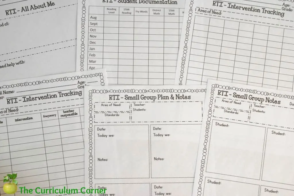 FREE Editable Student Data Binder from The Curriculum Corner with RTI Pages