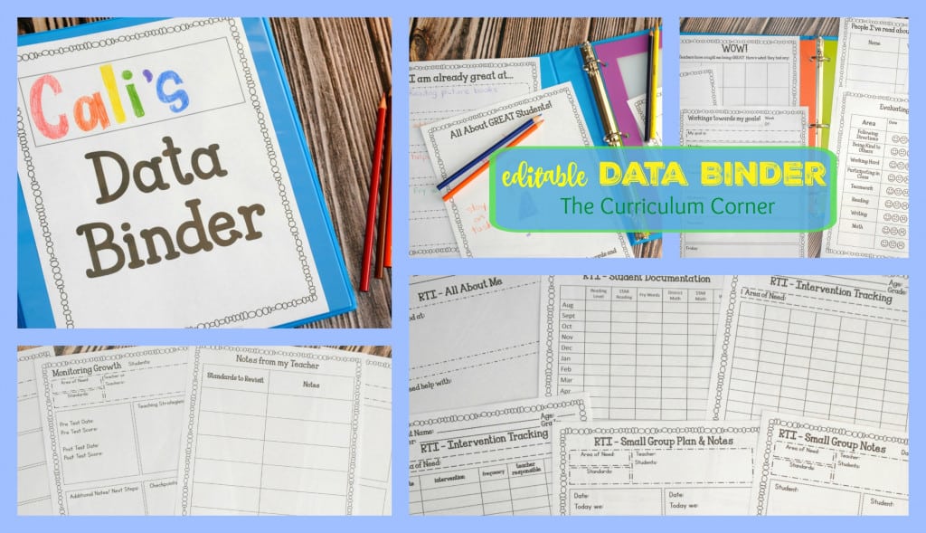 FREE Editable Student Data Binder from The Curriculum Corner includes 60 Pages