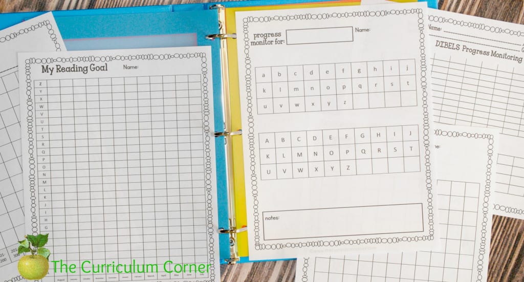 FREE Editable Student Data Binder from The Curriculum Corner with Reading Data Printables