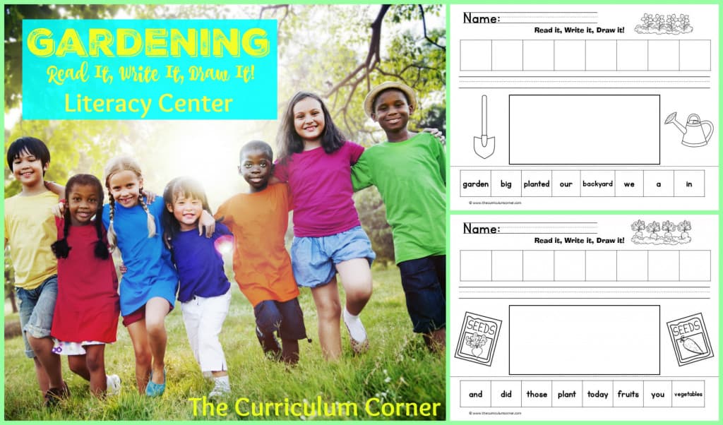 Gardening Read It! Write It! Draw It! Literacy center free from The Curriculum Corner