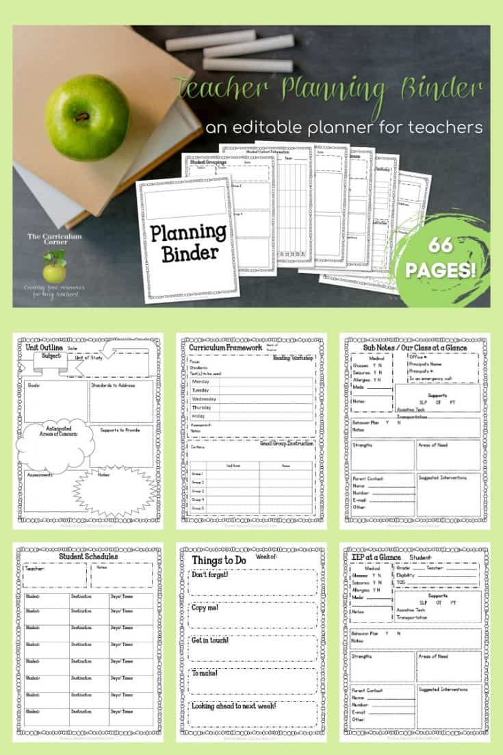 teacher planning binder pinterest - The Curriculum Corner 123