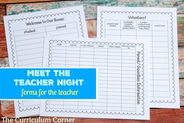 Meet the Teacher Night - The Curriculum Corner 123