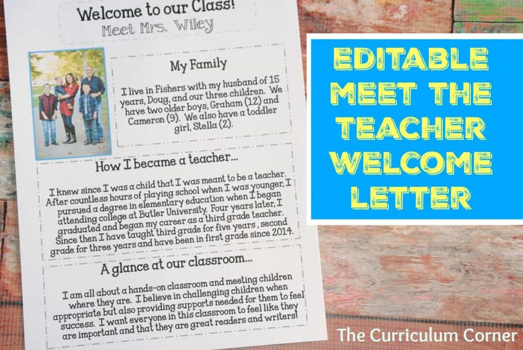 Editable Meet the Teacher Night Welcome Letter FREE The Curriculum Corner