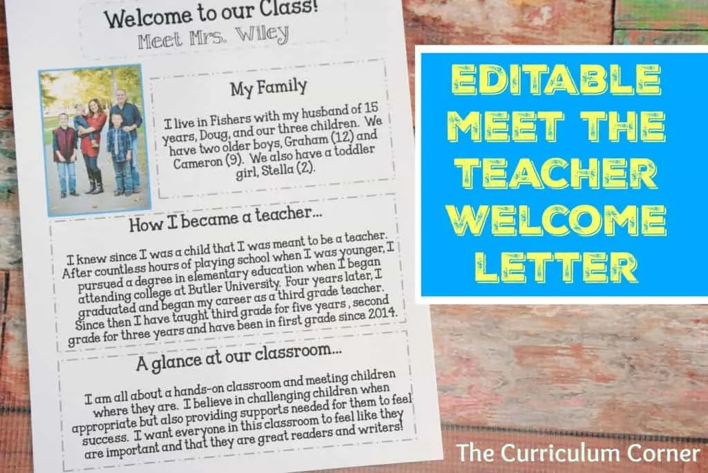 Editable Meet the Teacher Night Welcome Letter FREE The Curriculum Corner