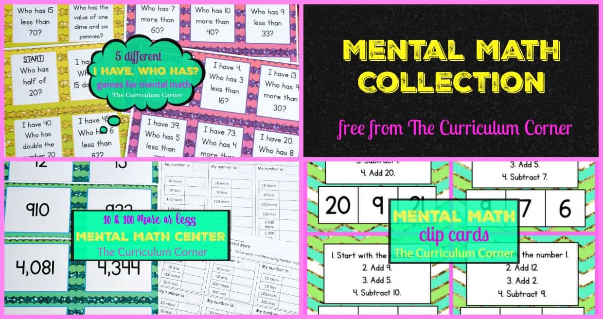Ideas For Mental Math - The Curriculum Corner 123