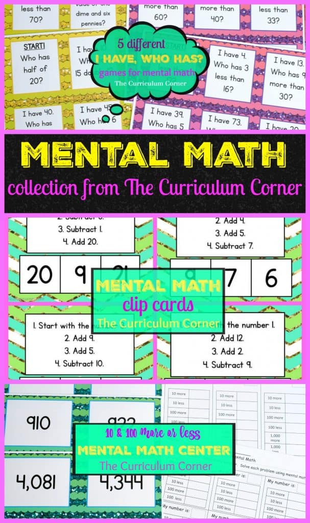 FREEBIE!!!! Huge mental math collection of free printables - 5 I have, who has games, clip cards, math center & more!