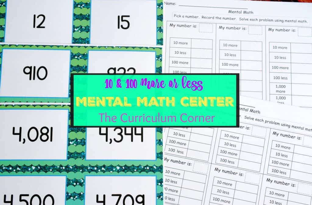 FREEBIE!!!! Math Center for Mental Math Collection FREE from The Curriculum Corner