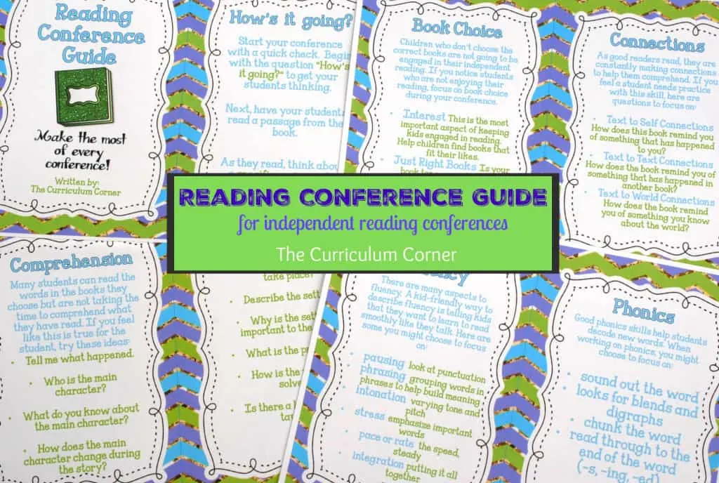 Great FREE Resource! Reading Conference Guide for teachers new to conducting reading conferences - The Curriculum Corner