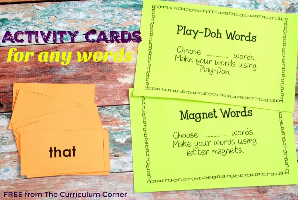 FREE! Activity Cards to be used with ANY word list | The Curriculum Corner (Plus Fry Word Cards & Activity Boards)