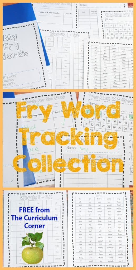 Make student Fry Tracking Folders! FREE from The Curriculum Corner