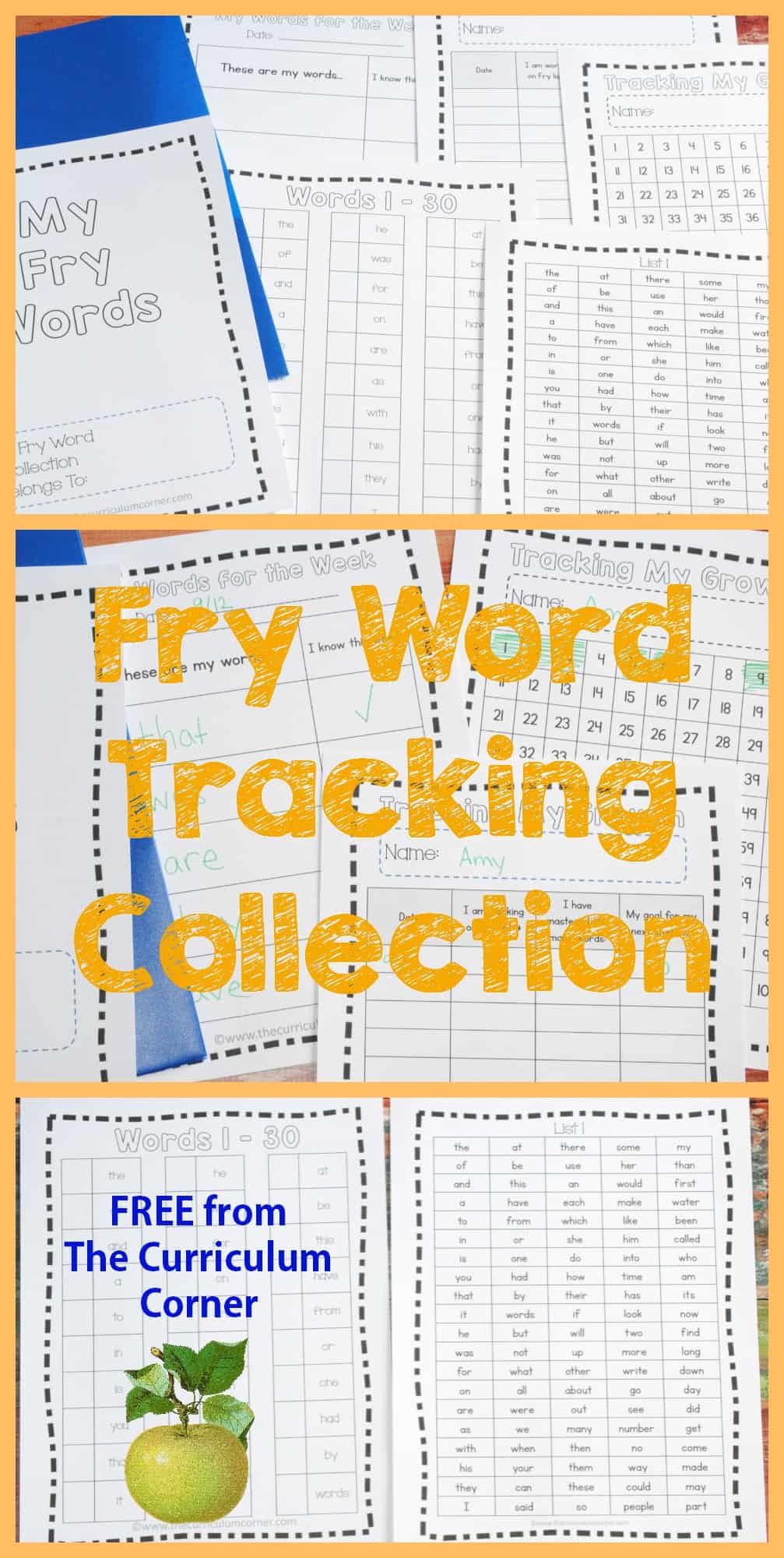 Fry Word Tracking for Students The Curriculum Corner 123