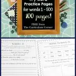 FREEBIE!!! 100 FREE Fry Word Practice Pages from The Curriculum Corner