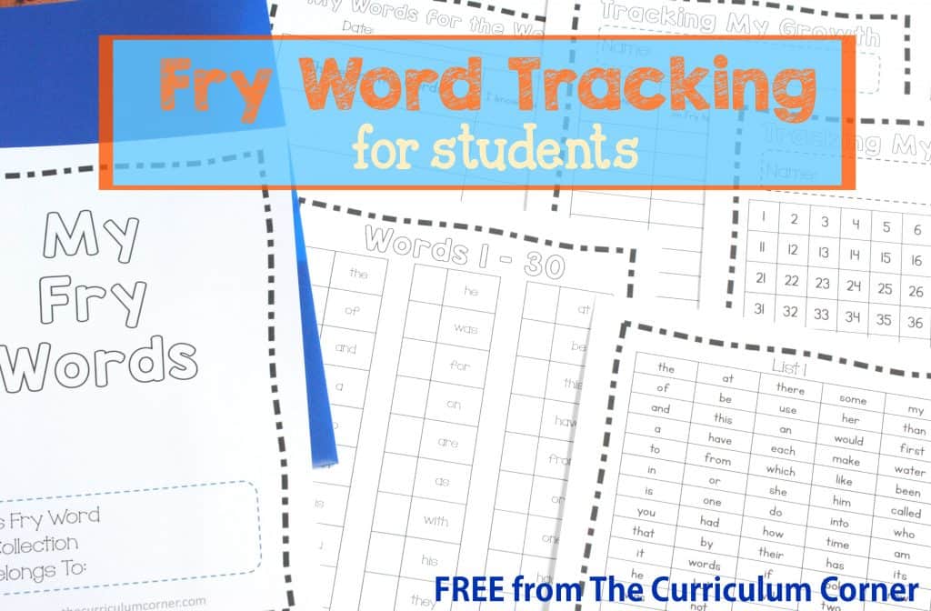 These free progress monitoring pages for Fry word tracking are designed to help you track student sight word progress in your classroom.