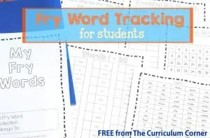 FREE Fry Word Tracking Tools for Students from The Curriculum Corner