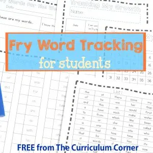 FREE Fry Word Tracking Tools for Students from The Curriculum Corner