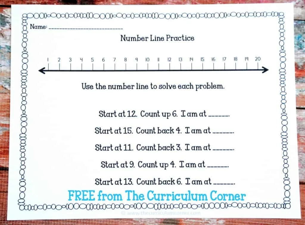 FREEBIE! Numbers, Counting & Ordering Math Unit of Study for 1st & 2nd Grades FREE from The Curriculum Corner Number Line Practice Activities, Counting Up and Counting Down