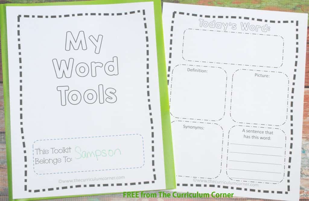 FREEBIE! Portable Word Wall Tools for Students | word families | vocabulary map | much more! | The Curriculum Corner