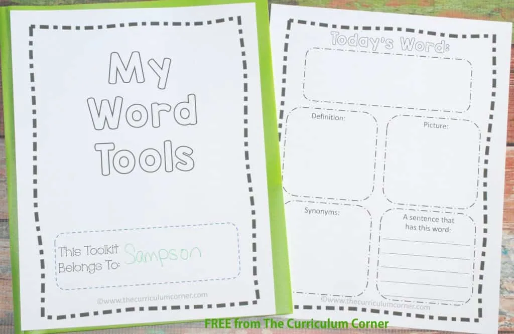 FREEBIE! Portable Word Wall Tools for Students | word families | vocabulary map | much more! | The Curriculum Corner