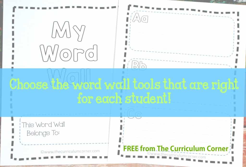 HUGE FREEBIE! Portable Word Wall Tools for Students | word families | vocabulary map | much more! | The Curriculum Corner