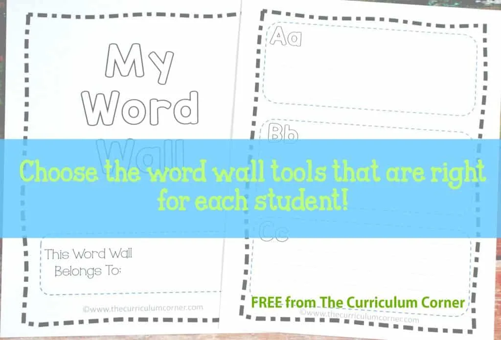 HUGE FREEBIE! Portable Word Wall Tools for Students | word families | vocabulary map | much more! | The Curriculum Corner