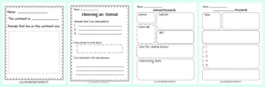 FREE Animal Research Writing Unit of Study from The Curriculum Corner | Researching Animals
