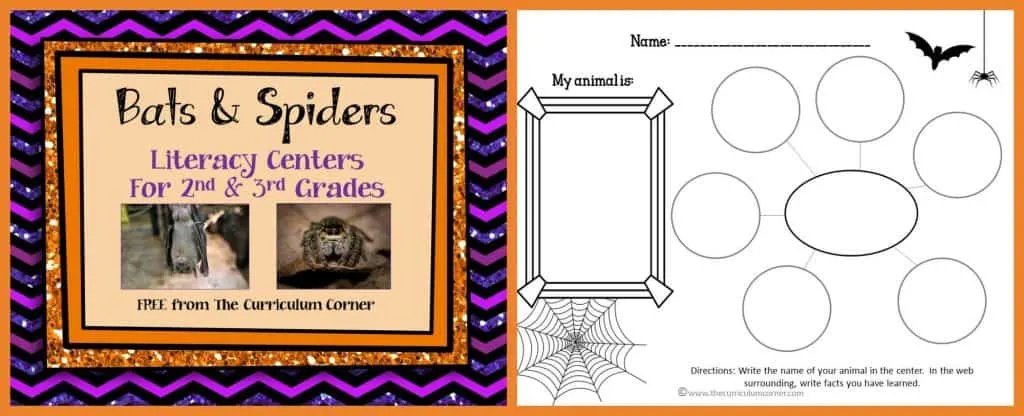 Bats & Spiders Informational Text LIteracy Centers FREE from The Curriculum Corner FREEBIE!!!
