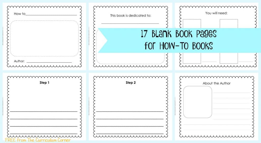 FREE 17 Blank Book Pages | How-To Writing Unit of Study for 1st, 2nd and 3rd Grades from The Curriculum Corner